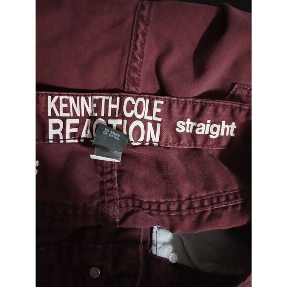 Kenneth Cole Reaction Pants Men's 32 30 Straight Leg‎ Maroon khaki's - Picture 5 of 8